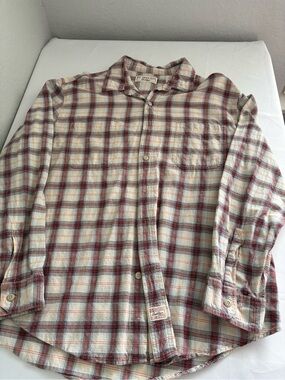 Levi's Red and Cream  Plaid Signature Men’s Cotton Button-Down Shirt XL